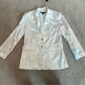 French connection white satin effect Adaline textured blazer single breasted NWT